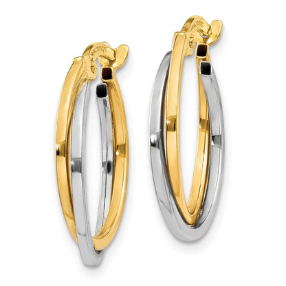 14K Bicolor Poliert Hohl Creolen