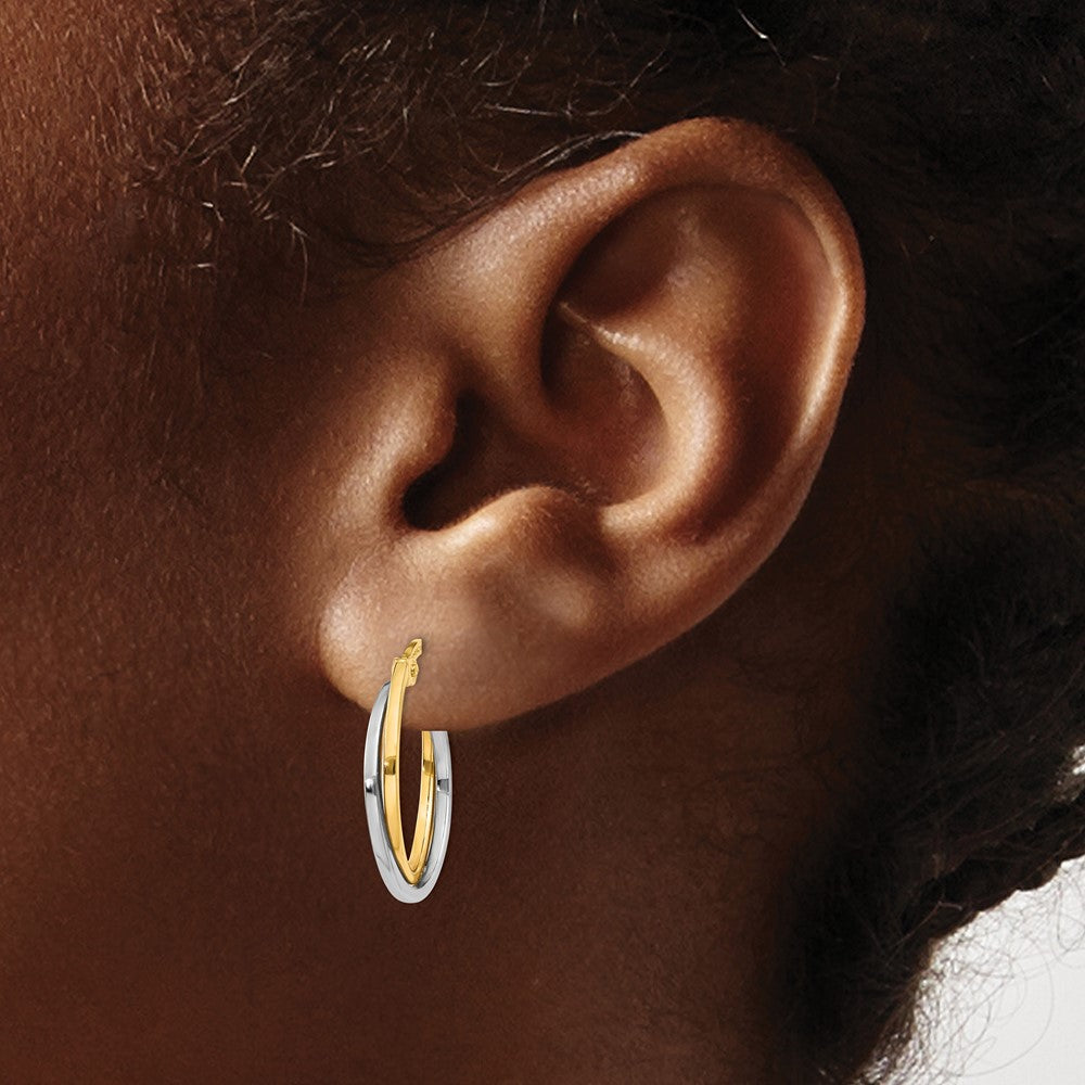 14K Bicolor Poliert Hohl Creolen