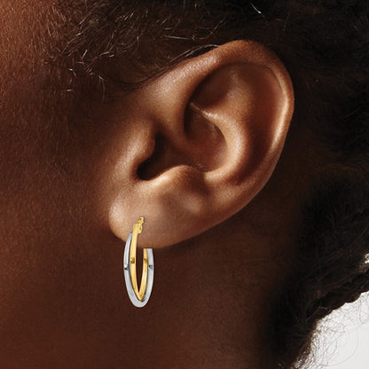 14K Bicolor Poliert Hohl Creolen