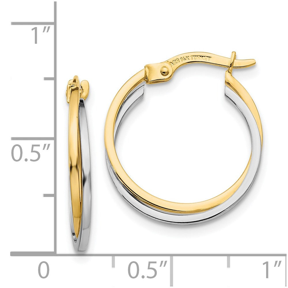 14K Bicolor Poliert Hohl Creolen