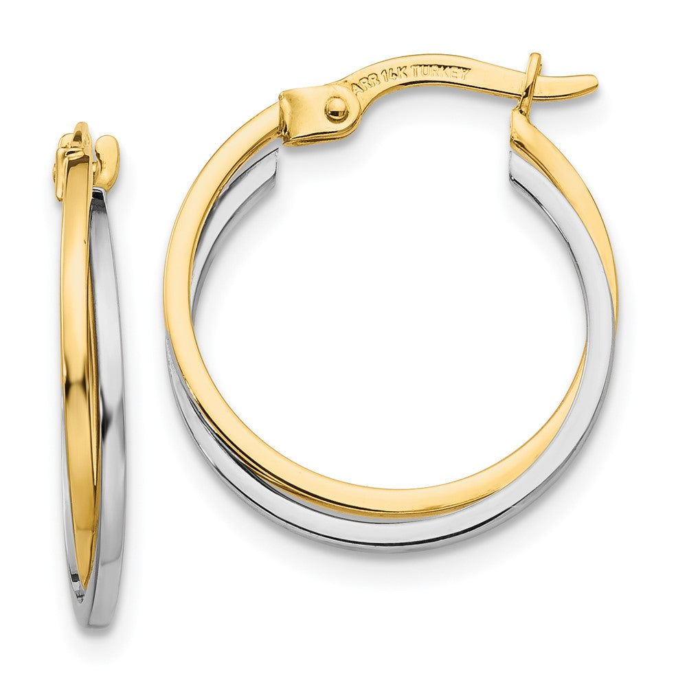 14K Bicolor Poliert Hohl Creolen