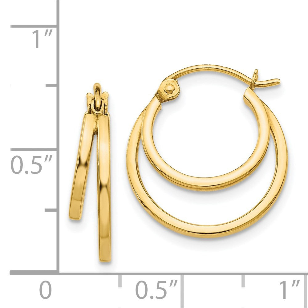 14K Gelbgold Doppelt Creolen