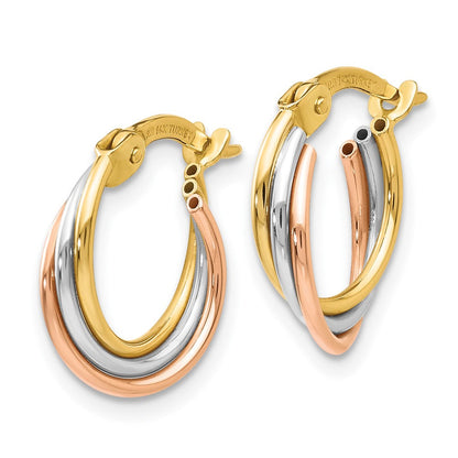 14K Tricolor Gedreht Creolen