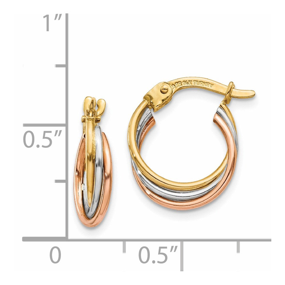 14K Tricolor Gedreht Creolen
