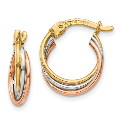 14K Tricolor Gedreht Creolen