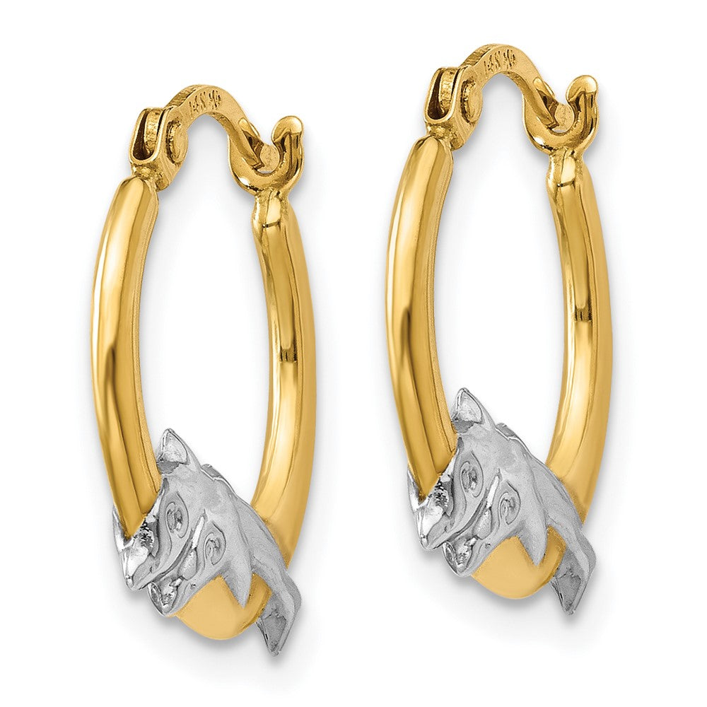 14K Gelb & Rhodium Delfin Creolen