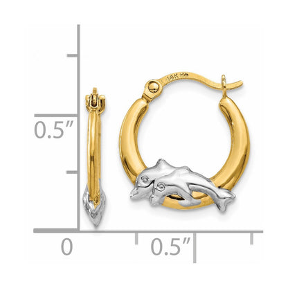 14K Gelb & Rhodium Delfin Creolen