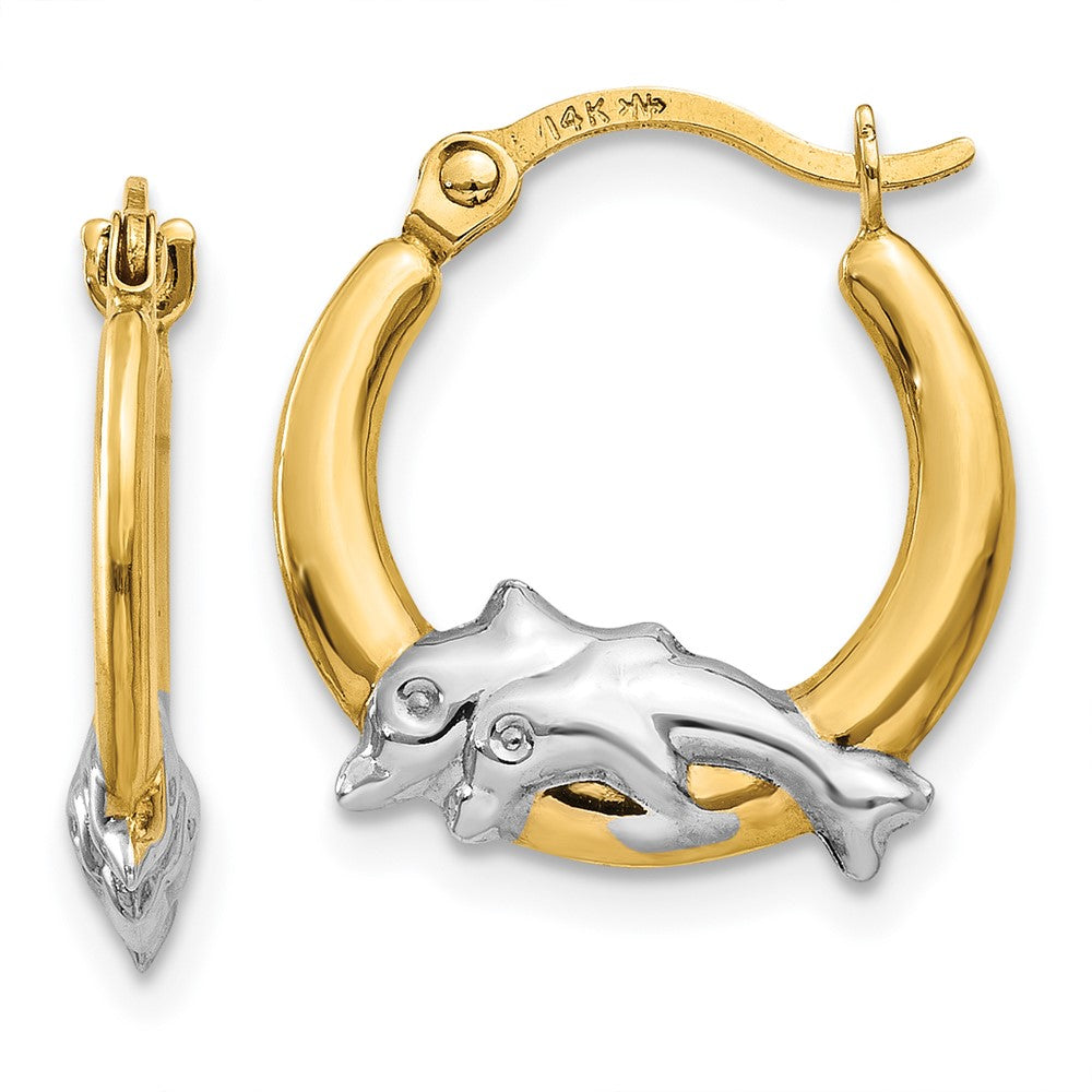14K Gelb & Rhodium Delfin Creolen