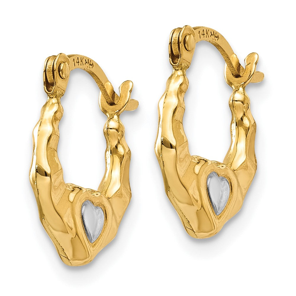 14K Gelb & Rhodium Herz Hohl Creolen