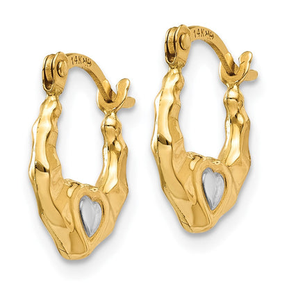 14K Gelb & Rhodium Herz Hohl Creolen