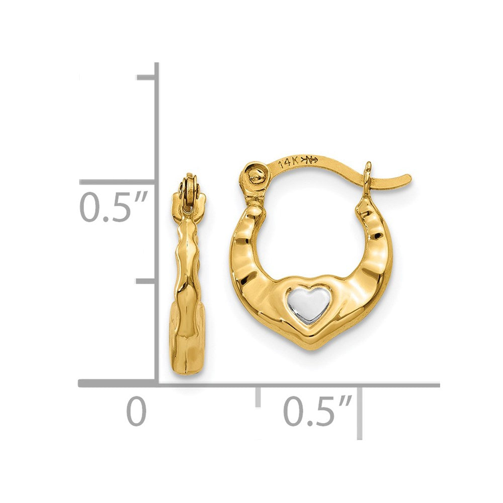 14K Gelb & Rhodium Herz Hohl Creolen