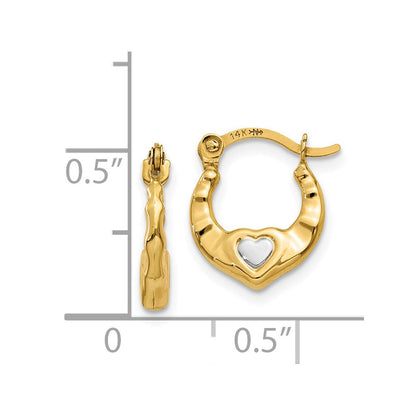 14K Gelb & Rhodium Herz Hohl Creolen