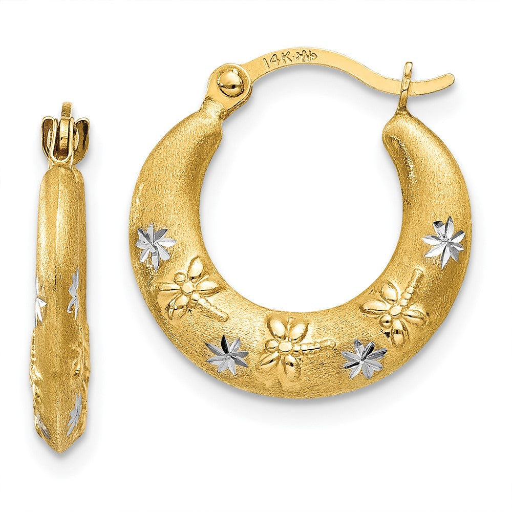 14K Gelb & Rhodium Creolen