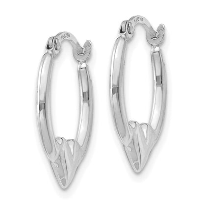 14K Weißgold Herz Creolen
