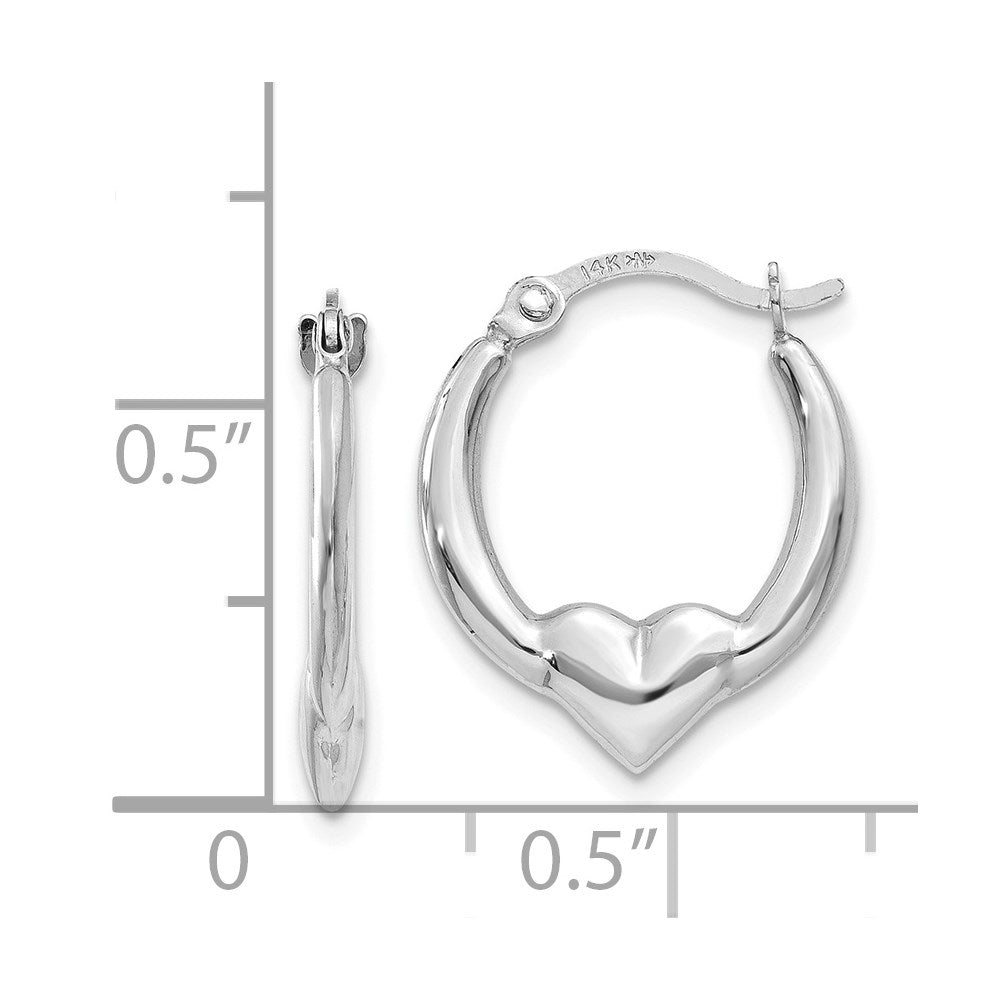 14K Weißgold Herz Creolen