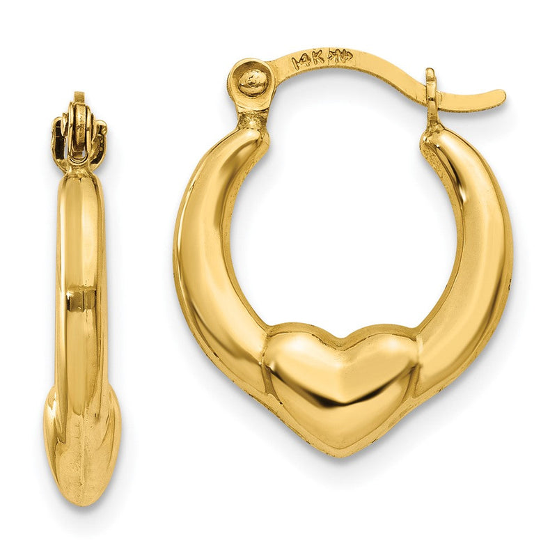 14K Gelbgold Hohl Herz Creolen