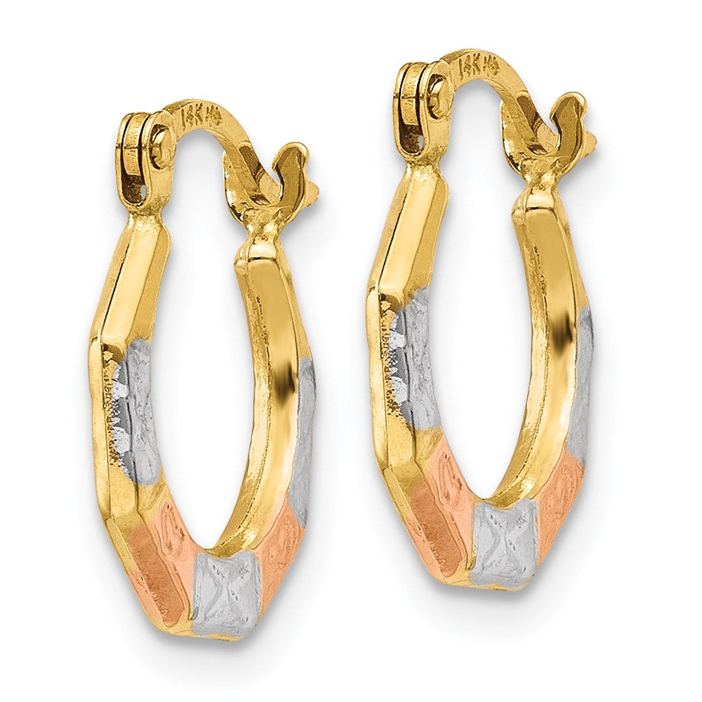 14K Gelb & Rhodium Weiß und Rose Creolen