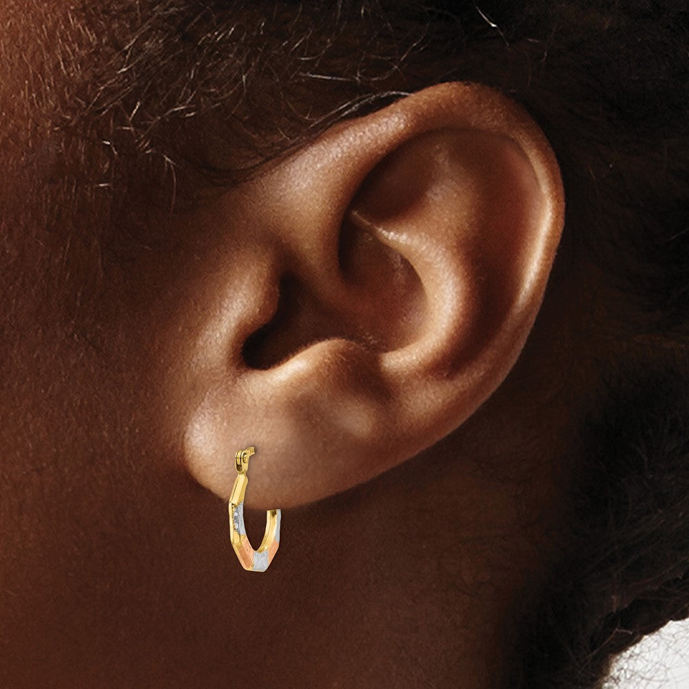 14K Gelb & Rhodium Weiß und Rose Creolen