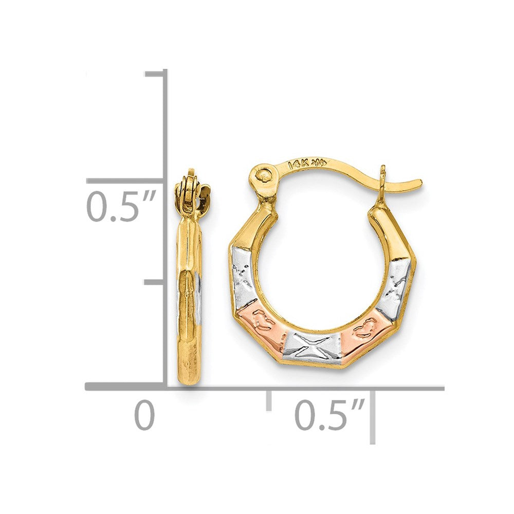 14K Gelb & Rhodium Weiß und Rose Creolen