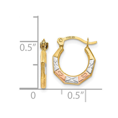 14K Gelb & Rhodium Weiß und Rose Creolen