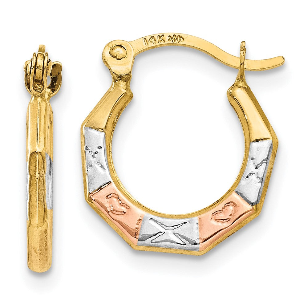 14K Gelb & Rhodium Weiß und Rose Creolen