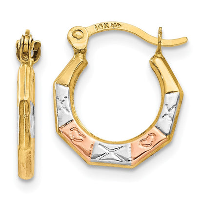 14K Gelb & Rhodium Weiß und Rose Creolen