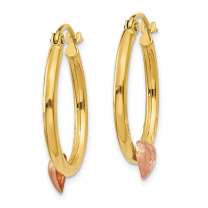 14K Bicolor Gelb & Roségold Herz Creolen