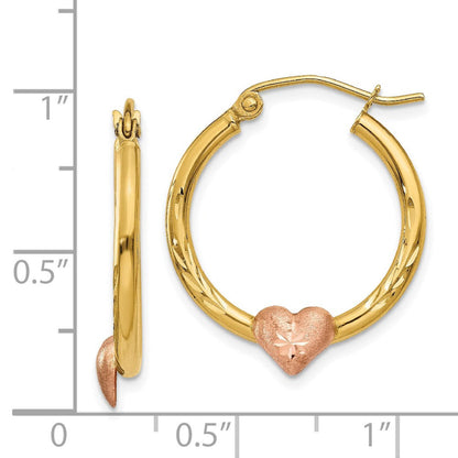 14K Bicolor Gelb & Roségold Herz Creolen