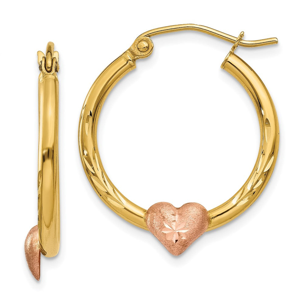 14K Bicolor Gelb & Roségold Herz Creolen