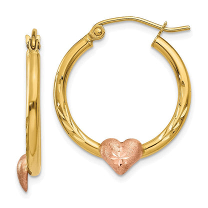 14K Bicolor Gelb & Roségold Herz Creolen