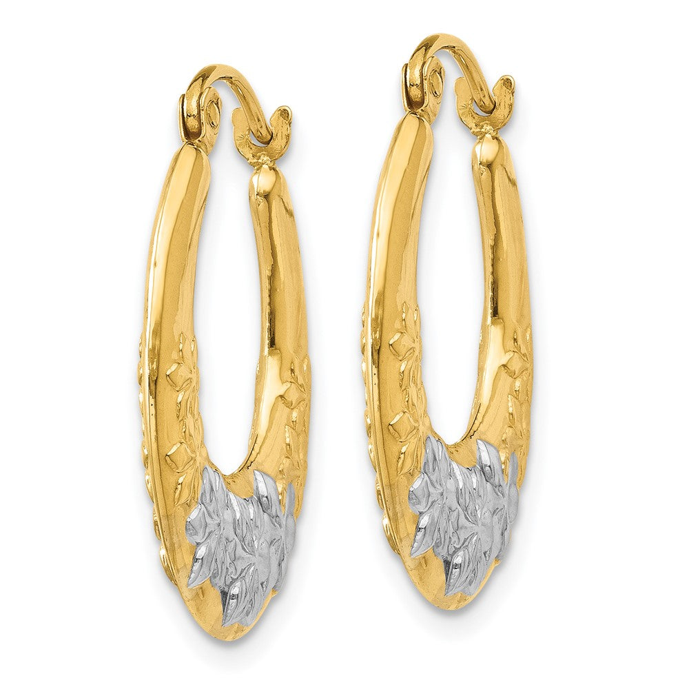 14K Gelb & Rhodium Hohl Blumen Creolen