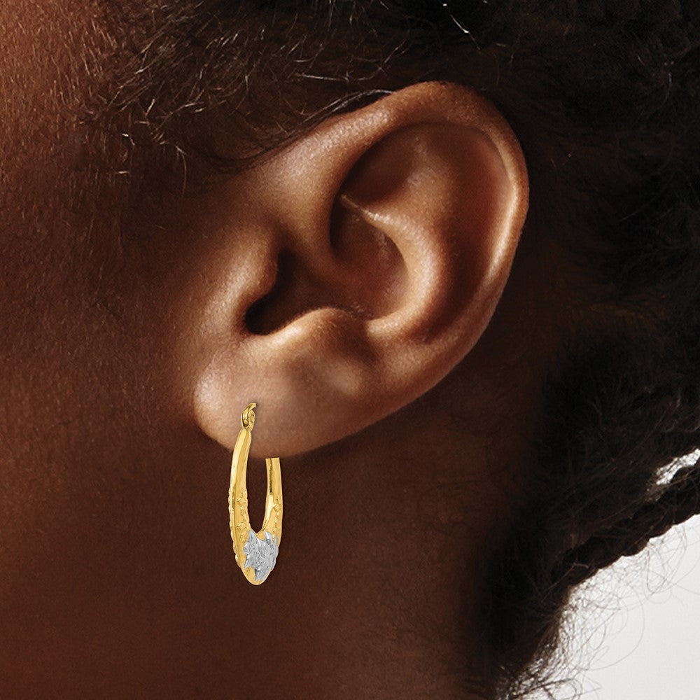 14K Gelb & Rhodium Hohl Blumen Creolen
