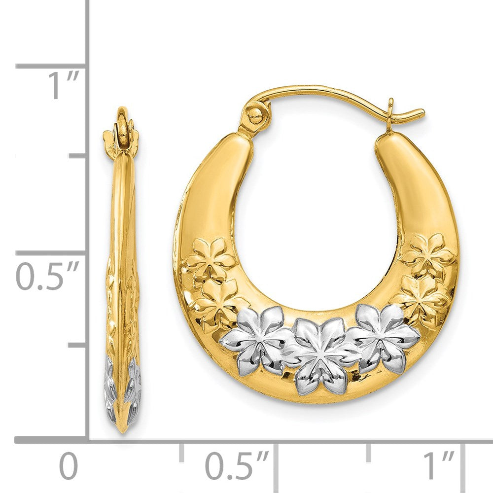 14K Gelb & Rhodium Hohl Blumen Creolen