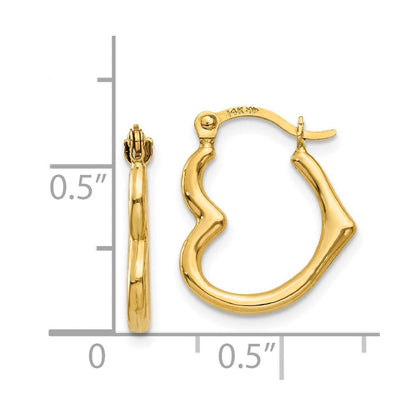14K Gelbgold Herz Geformt Hohl Creolen