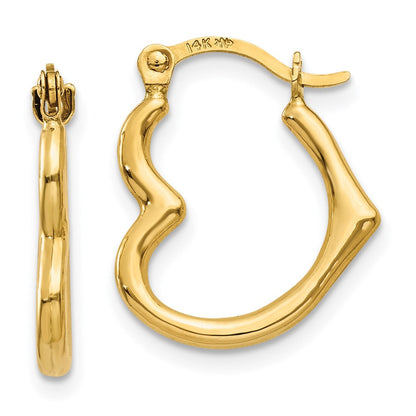 14K Gelbgold Herz Geformt Hohl Creolen