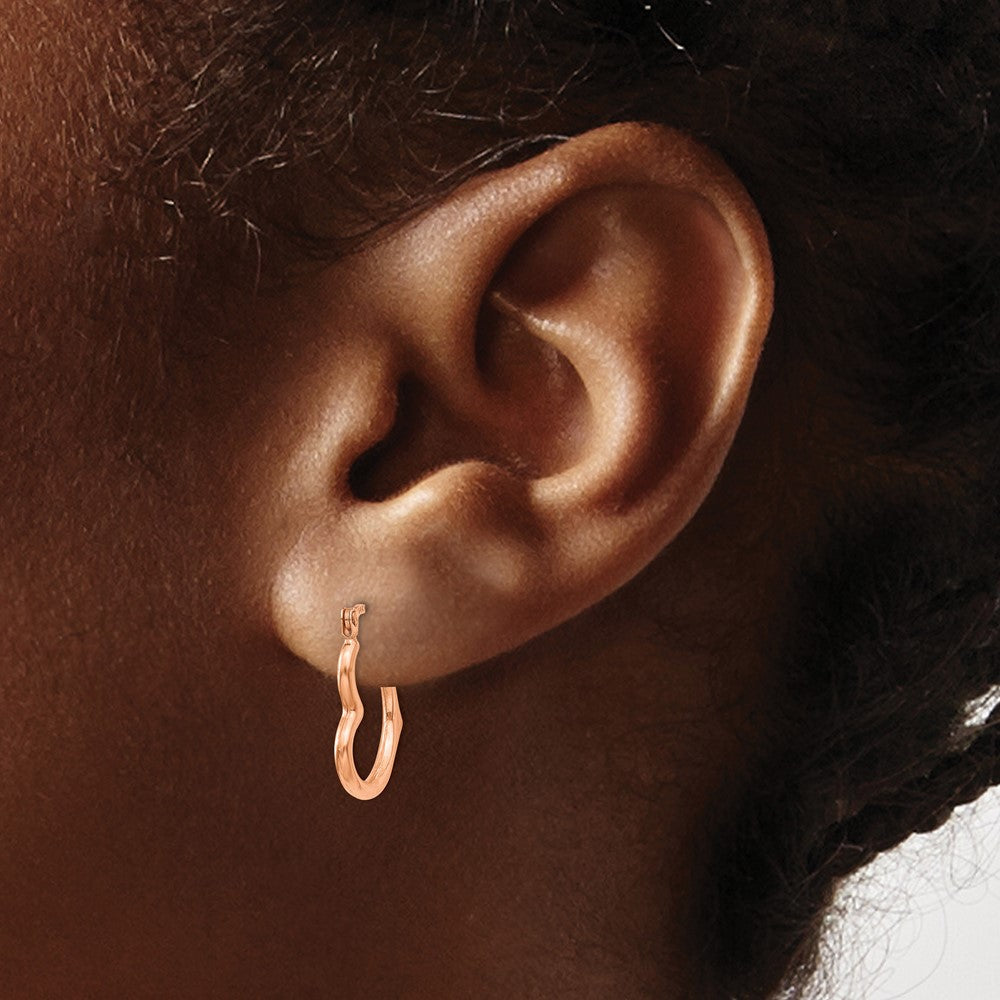 14K Roségold Herz Geformt Hohl Creolen