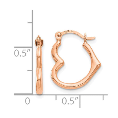 14K Roségold Herz Geformt Hohl Creolen