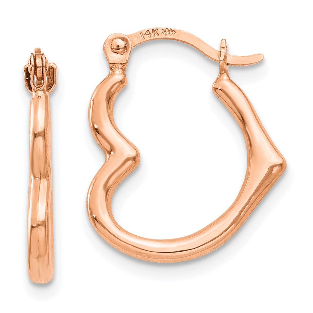 14K Roségold Herz Geformt Hohl Creolen