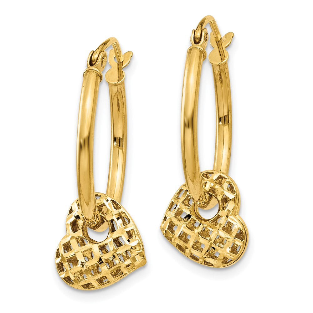 14K Gelbgold Beweglich Herz Creolen