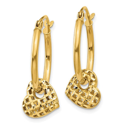 14K Gelbgold Beweglich Herz Creolen