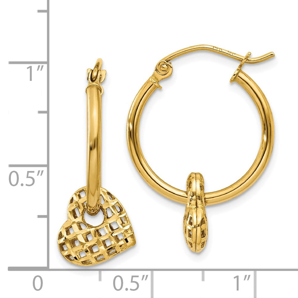 14K Gelbgold Beweglich Herz Creolen