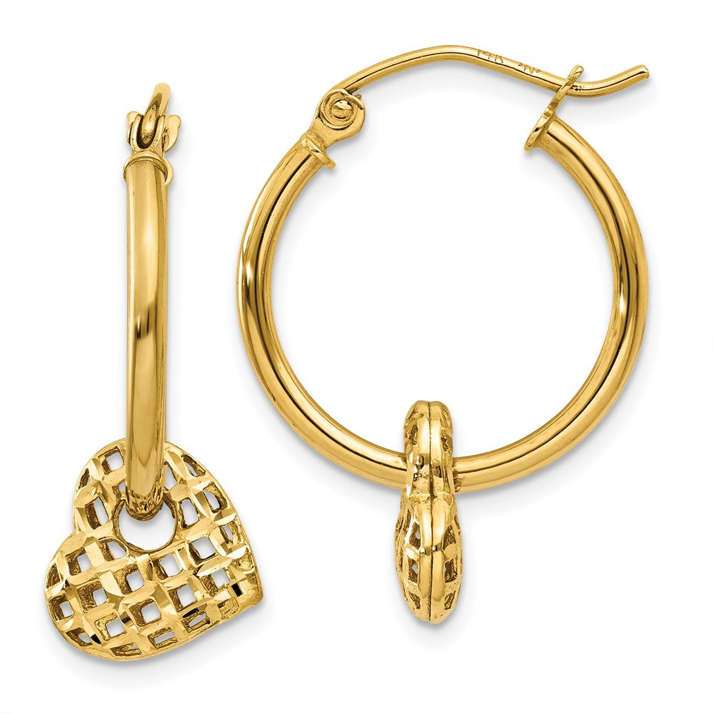 14K Gelbgold Beweglich Herz Creolen