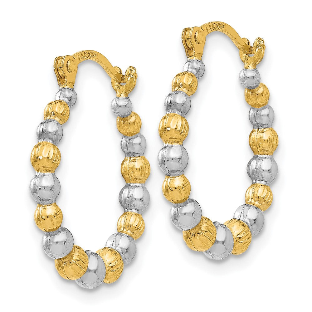 14K Gelb & Rhodium Gekugelt Creolen
