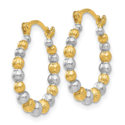 14K Gelb & Rhodium Gekugelt Creolen