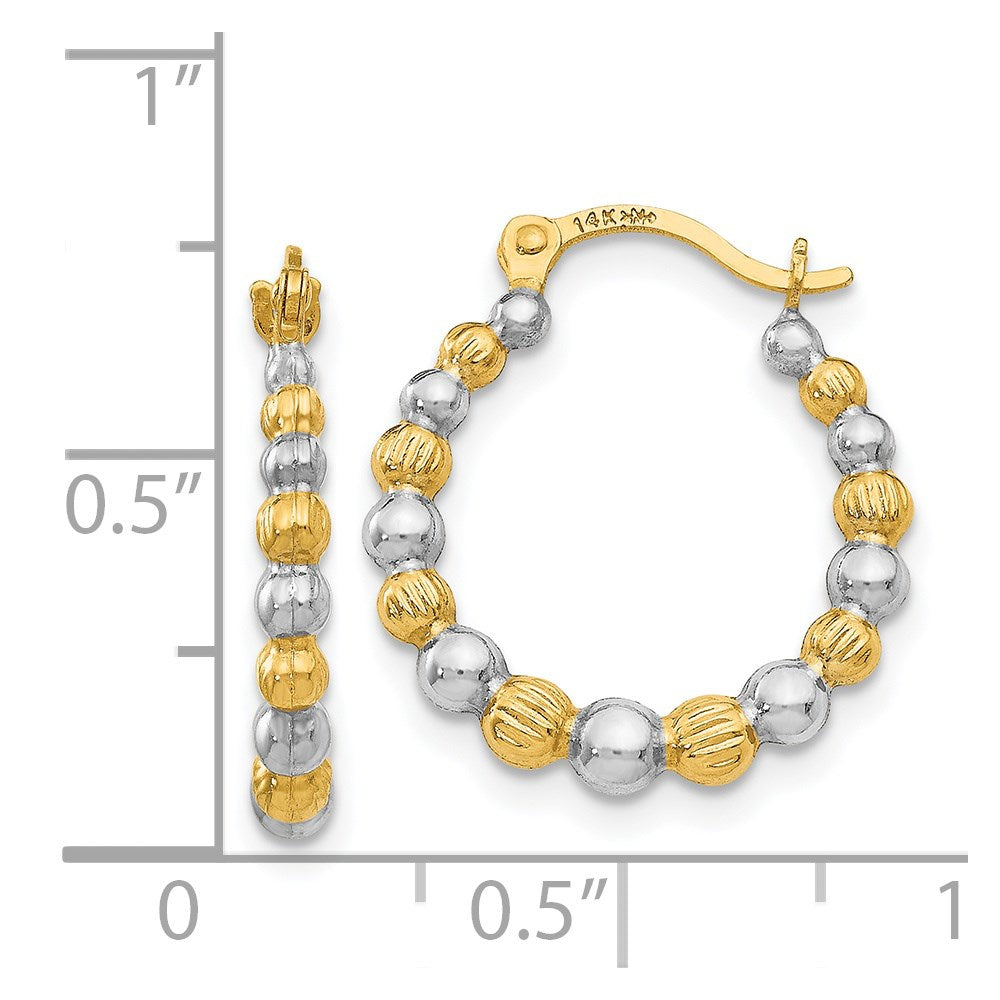 14K Gelb & Rhodium Gekugelt Creolen