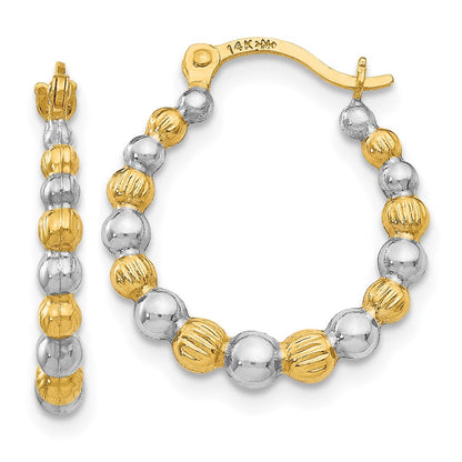 14K Gelb & Rhodium Gekugelt Creolen