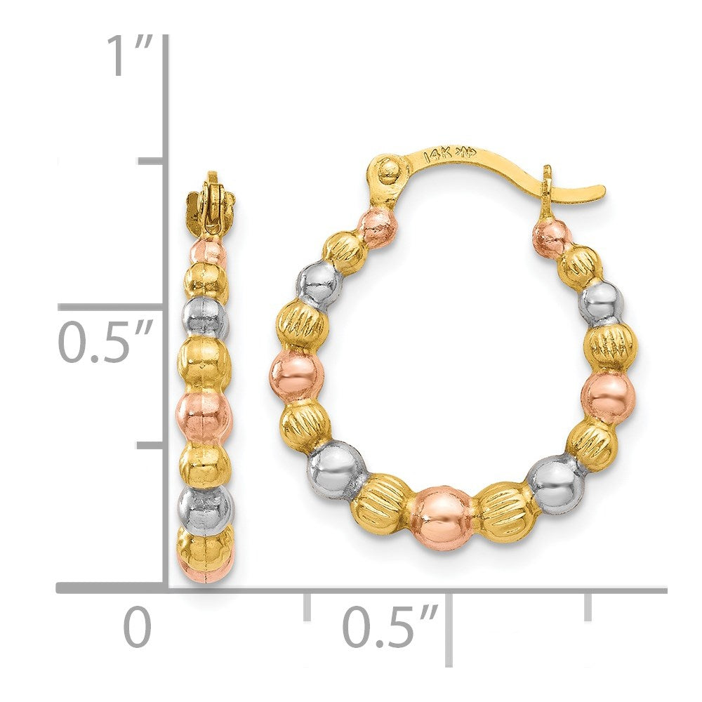 14K Gelb & Rhodium Weiß und Rose Gekugelt Creolen