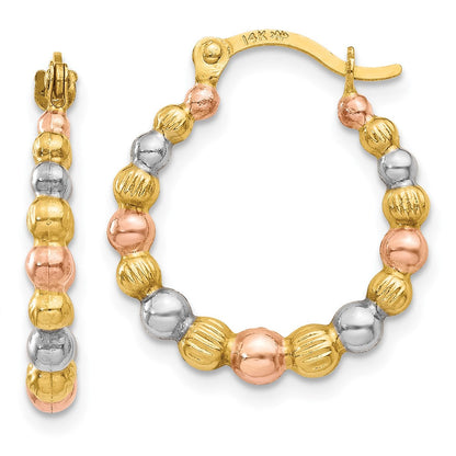 14K Gelb & Rhodium Weiß und Rose Gekugelt Creolen