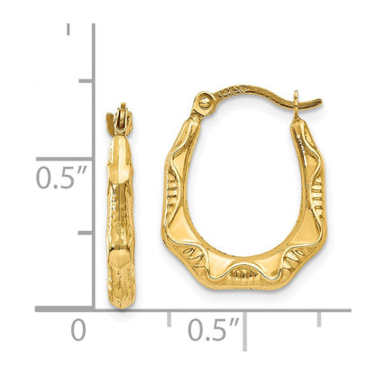 14K Gelbgold Hohl Oval Creolen