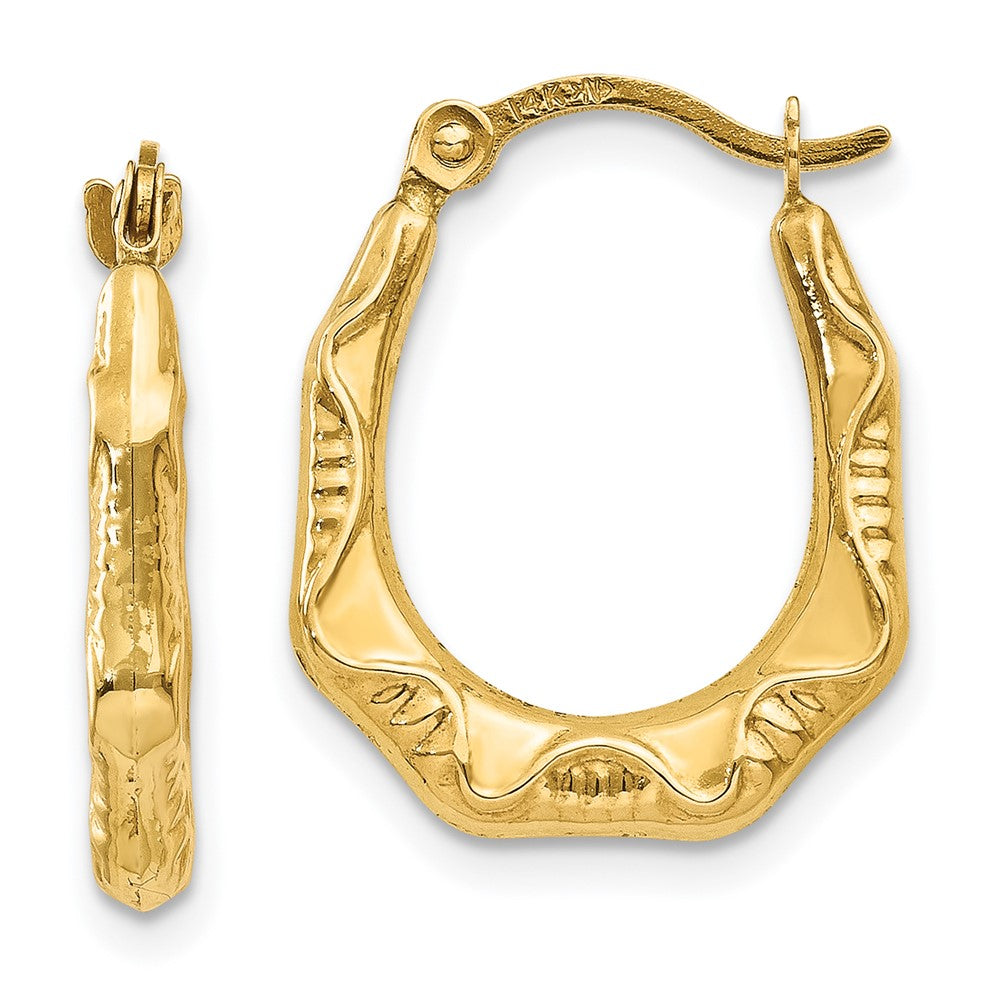 14K Gelbgold Hohl Oval Creolen